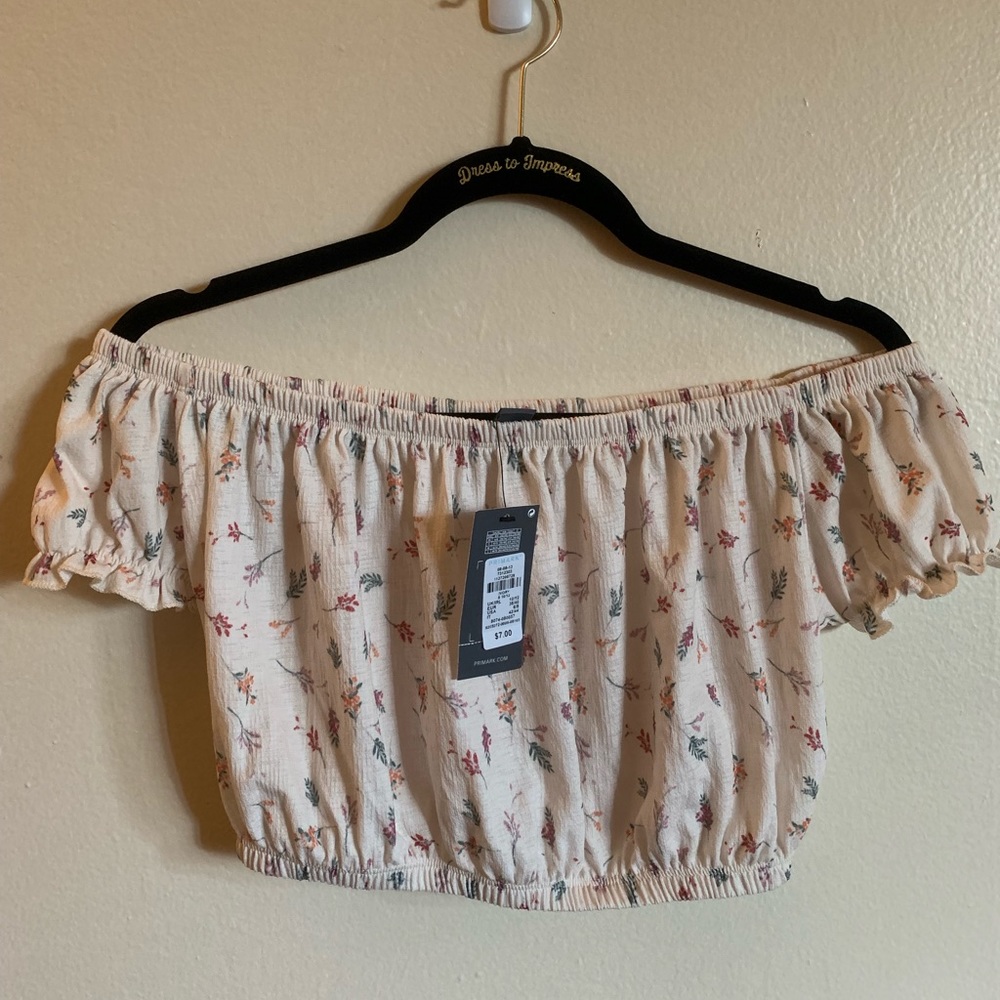 Cream Floral Off The Shoulder Top